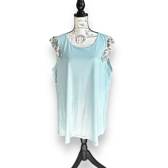 New Bloomchic Ditsy Floral Patchwork Ruffle Flutter Trim Tank Top Plus 18/20 - Picture 1 of 6